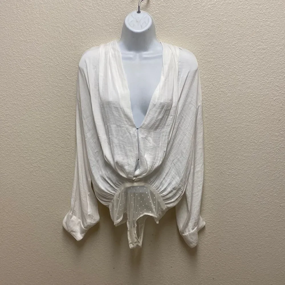 Free People Plunge V Neck Bodysuit Small